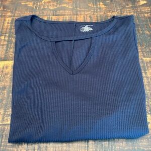 Lane Bryant Navy Blue Ribbed Top